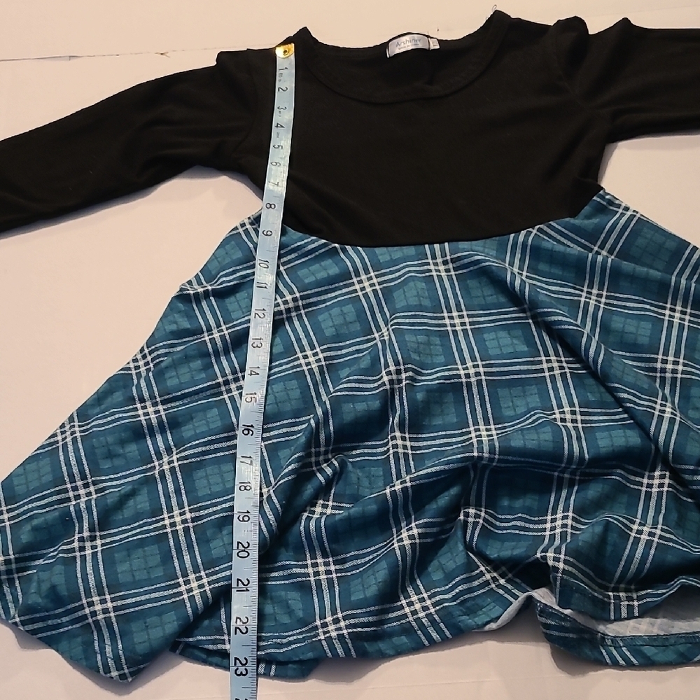 Black and Blue/Green Plaid Kids Dress EUC Size 6/7 - Picture 7 of 9